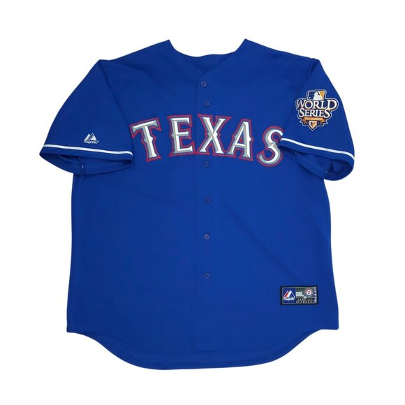 Majestic Texas Rangers 2010 MLB World Series Jersey Size XL #5 Ian Kinsler - Picture 4 of 16